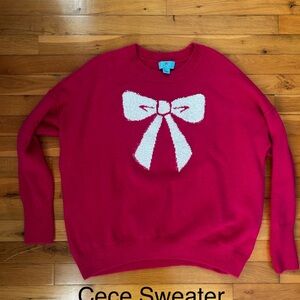 CeCe Hot Pink Sweater with White Bow